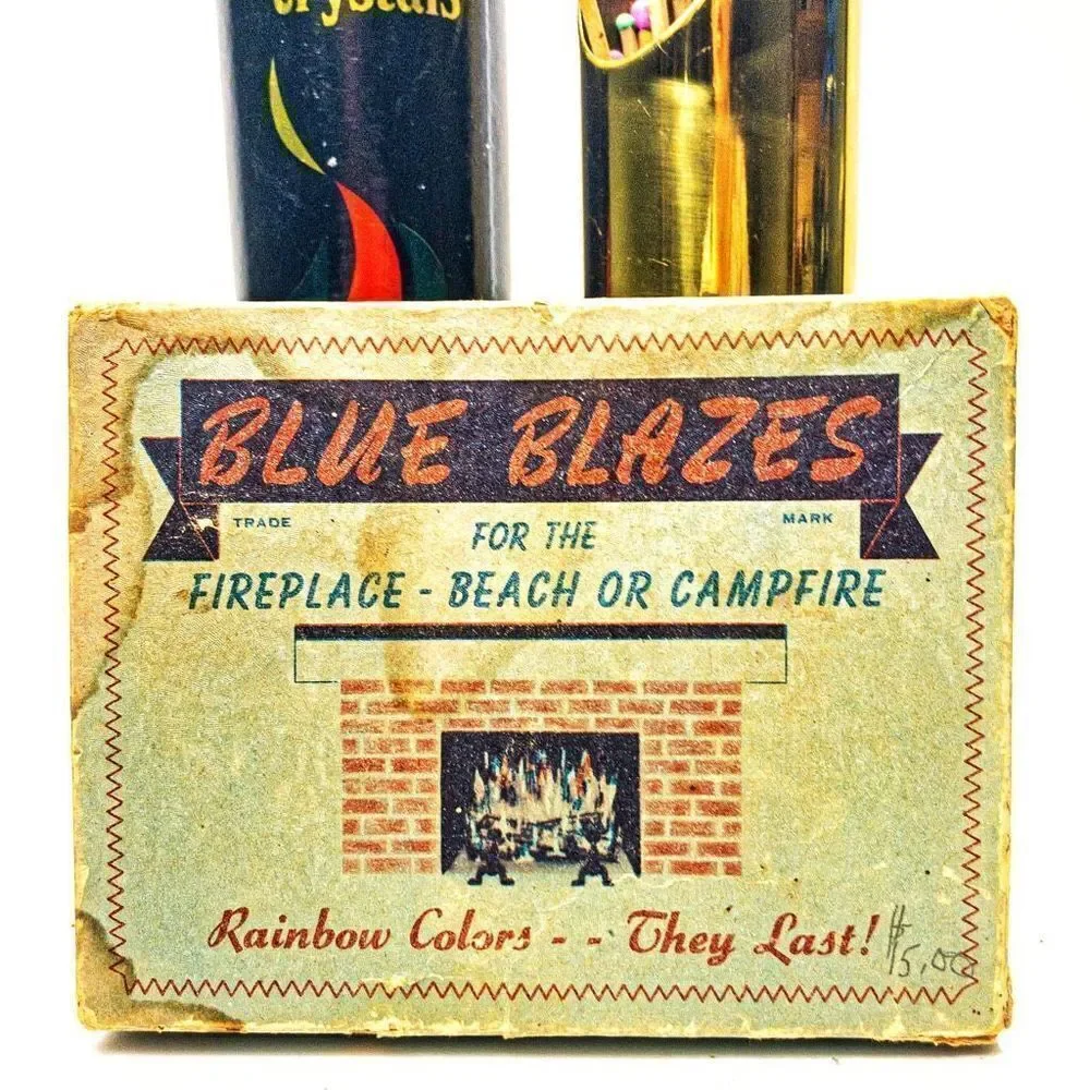 Pyromaniac Bundle: NIB Extra-Long Hearth Matches, Brass Match Holder,